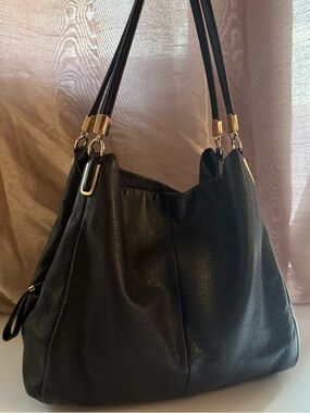 Coach Madison Phoebe Black Pebbled Leather Hobo Shoulder Bag